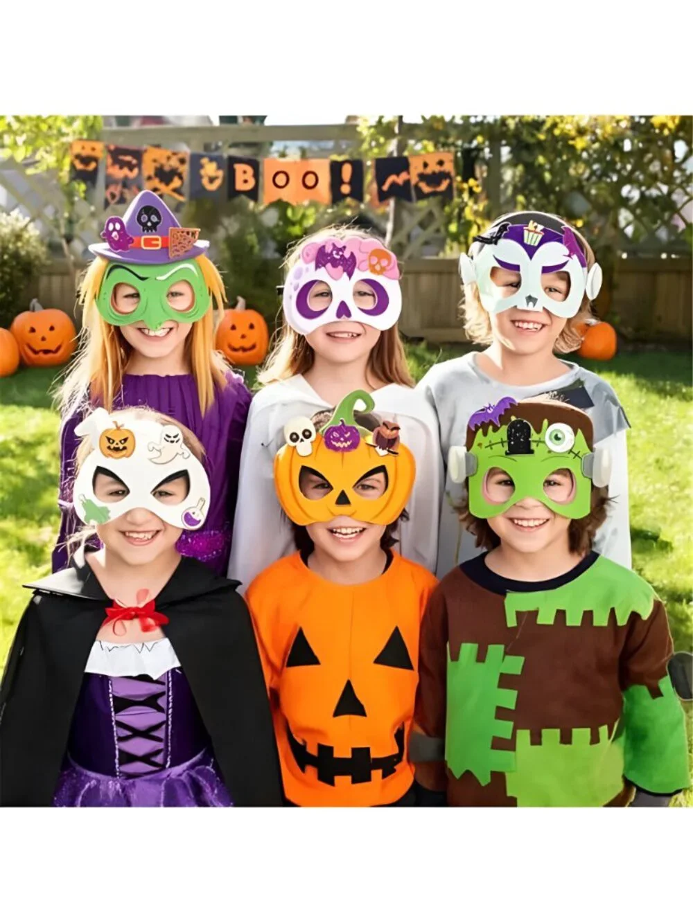 24 Pack DIY Halloween Felt Masks Craft Kit Halloween Party Favors Supplies